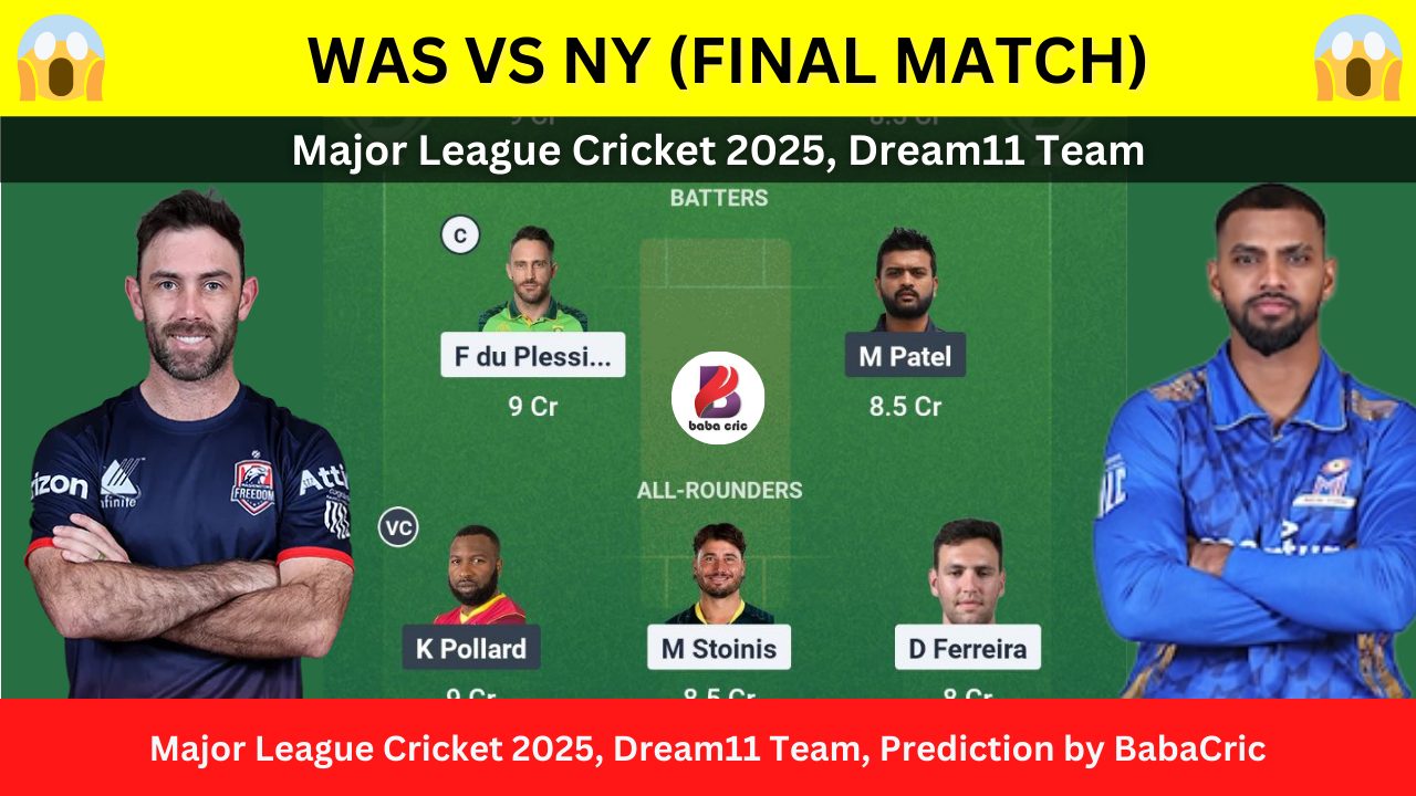 WAS vs NY Dream11 Prediction Today with Playing XI, Pitch Report, Player Stats & Overall Stats