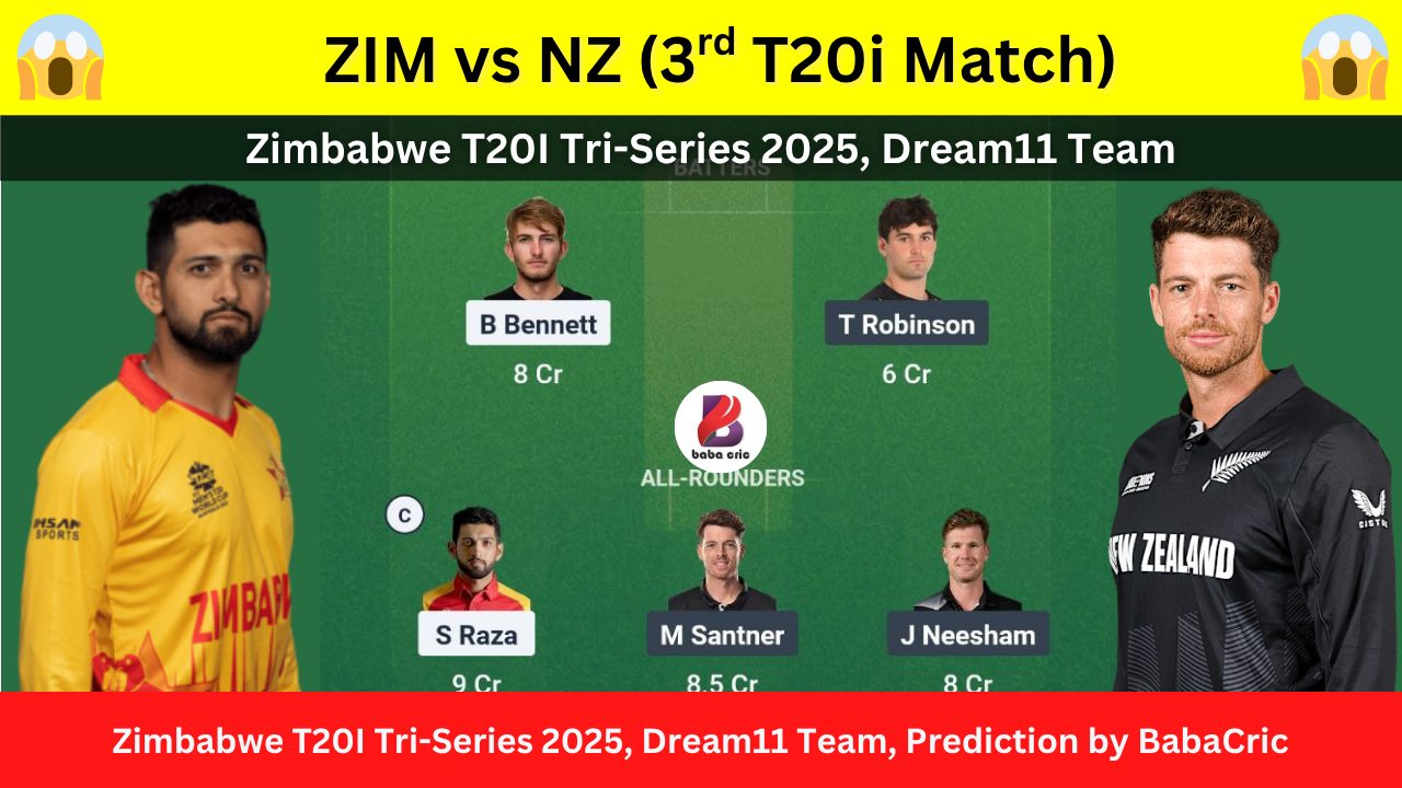 ZIM vs NZ Dream11 Prediction Today with Playing XI, Pitch Report, Player Stats & Overall Stats